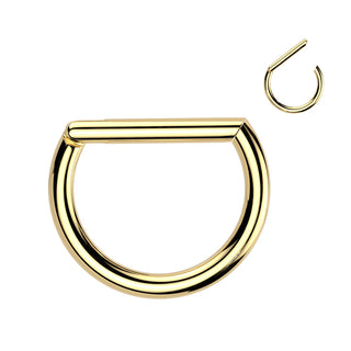 Gold Titanium D-Shape Hinged Segment Ring (16g)