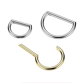 Gold Titanium D-Shape Hinged Segment Ring (16g)