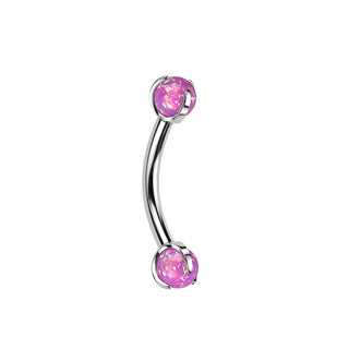 Pink Opal Titanium Curved Barbell (16g)