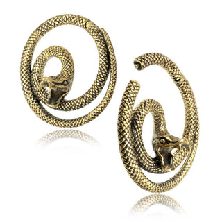 Hinged Brass Snake Ear Weights - PAIR (4mm+)