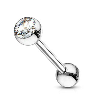 Clear Gem Top Tongue Barbell (14g)