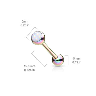 Rose Gold Glowing Gem Tongue Barbell (14g)