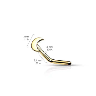 14ct Gold Moon Top Nose Stud (20g)