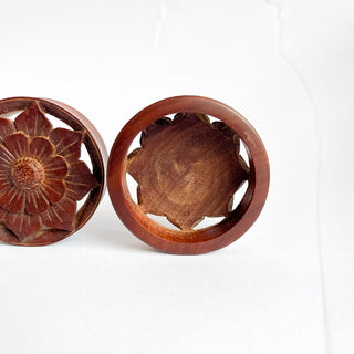 Hand Carved Wooden Plugs - PAIR (32mm, 40mm, 45mm, 50mm)