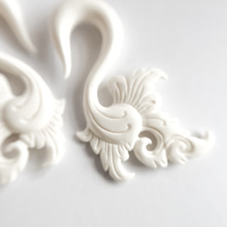 8mm Hand Carved Bone Swan Hangers - PAIR