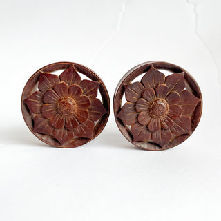 Hand Carved Wooden Plugs - PAIR (32mm, 40mm, 45mm, 50mm)