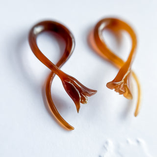 2mm or 4mm Hand Carved Amber Earrings - PAIR