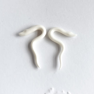 2mm or 3mm Hand Carved Bone Snake Earrings - PAIR
