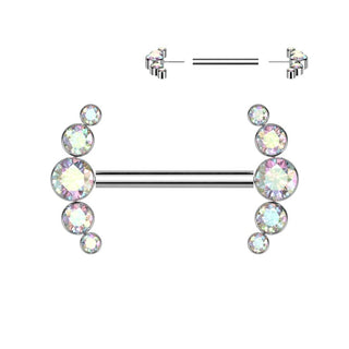 Aurora Bubble Threadless Titanium Nipple Barbells (14g)