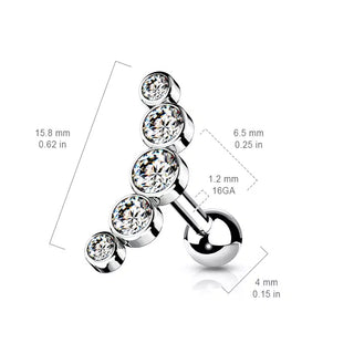 Silver 5 Bubbles Barbell Stud (16g)