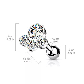 Silver Bubbles Barbell Stud (16g)