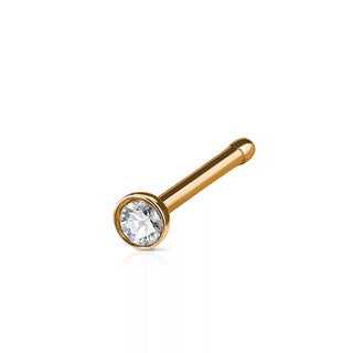 Rose Gold Steel Classic CZ Nose Stud (20g-18g)