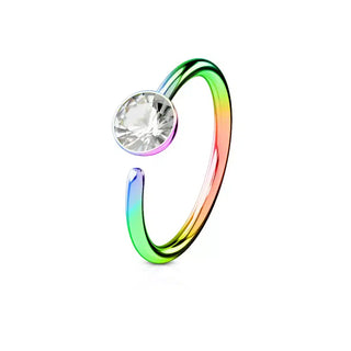 Rainbow Crystal Nose Hoop (20g)