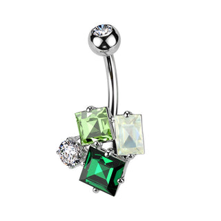 CZ Emerald Cluster Navel Barbell (14g)