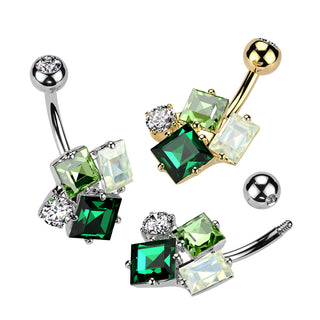 CZ Emerald Cluster Navel Barbell (14g)