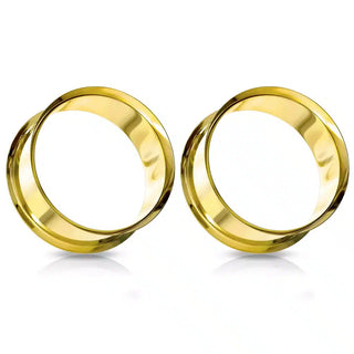 Yellow Gold Steel Double Flare Tunnel (6mm-32mm)