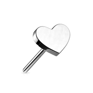 Titanium Threadless Silver Heart Top