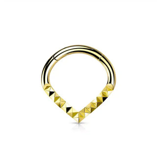 Gold Studded Teardrop Hinged Segment Ring (16g)