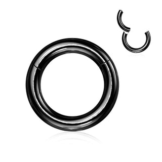 Large Gauge Steel Hinged Segment Ring, Black (8g-4g)