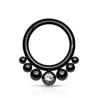 Black Graduated Crystal Segment Ring (16g)