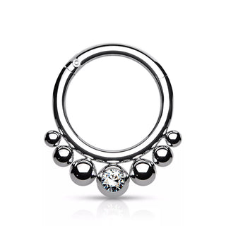 Silver Graduated Crystal Segment Ring (16g)