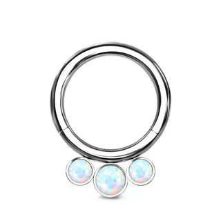 Opal & Titanium Hinged Segment Ring (16g)