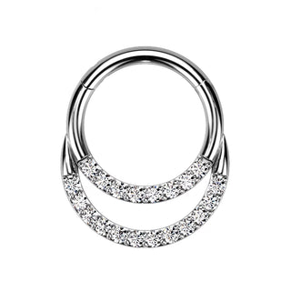 Titanium CZ Lined Stacked Hinged Segment Ring (16g)