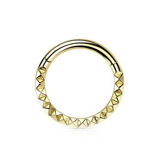 Gold Front Studded Titanium Hinged Ring (16g)