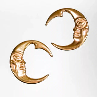 Gold Moon Ear Weights - PAIR (6mm+)
