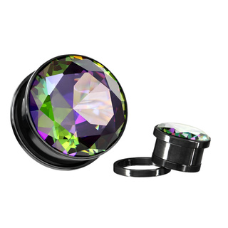 Vitrail CZ Black PVD Surgical Steel Screw Fit Plug