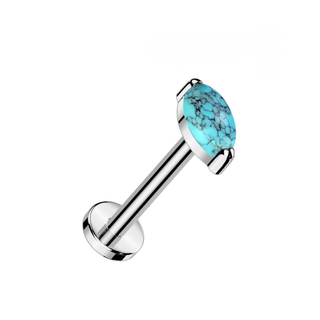 Marquise Turquoise Titanium Threadless Flat Back Stud