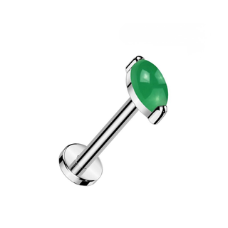 Marquise Green Jade Titanium Threadless Flat Back Stud
