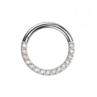 Titanium Hinged Segment Ring with Forward Facing Pavé CZ - Aurora