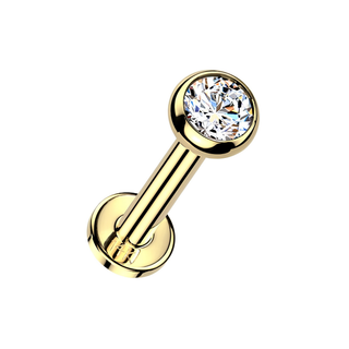 14ct Gold Flatback Stud with Bezel Set CZ