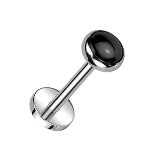 Titanium Threadless Flat Back Stud with Natural Onyx