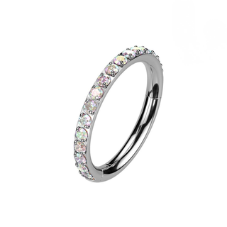 Titanium Hinged Segment Hoop Ring with Outward Facing Pavé CZ - Aurora