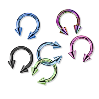 Spiked Horseshoe Rings, Surgical Steel (18g-2g)