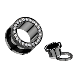 Implant Grade Titanium Double Flared Screw Fit Tunnel With CZ Rim - Black