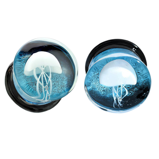 Floating Jellyfish Glass Double Flare Plug