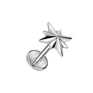 Titanium Starburst Flatback Stud with Internally Threaded Top - Silver