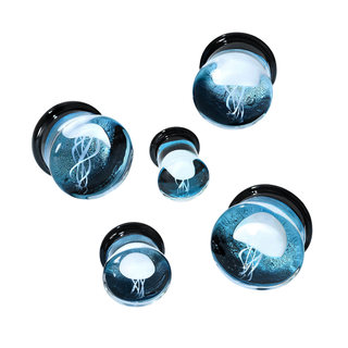 Floating Jellyfish Glass Double Flare Plug