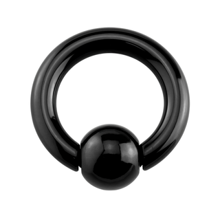 Black Spring Loaded Surgical Steel Captive Bead Ring (8g-00g)