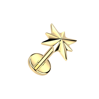 Titanium Starburst Flatback Stud with Internally Threaded Top - Gold
