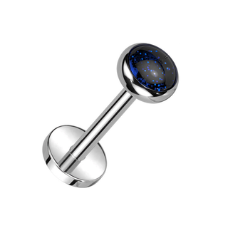 Titanium Threadless Flat Back Stud with Blue Sandstone