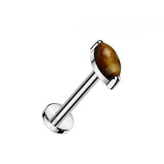 Marquise Tiger Eye Titanium Threadless Flat Back Stud