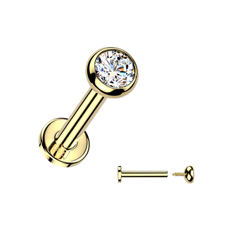 14ct Gold Flatback Stud with Bezel Set CZ