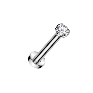 Claw Set Titanium Threadless Stud - Silver