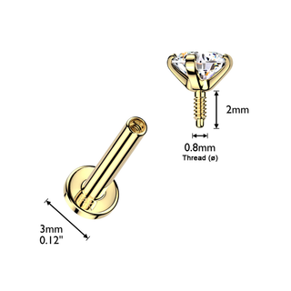 14ct Gold Flatback Stud with Claw Set CZ