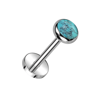 Titanium Threadless Flat Back Stud with Natural Turquoise