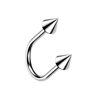 Titanium Threadless U Hoop with Spike End, Silver